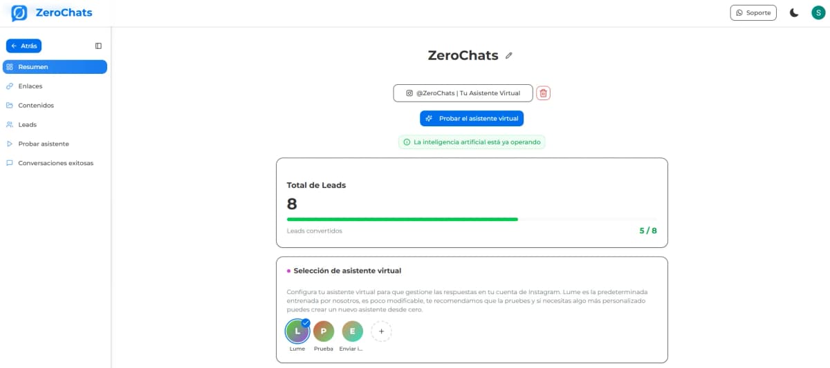 Captura de pantalla de la aplicación